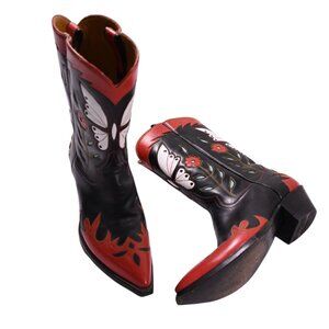 Rocketbuster Boots Western Butterfly Boots in Black Red